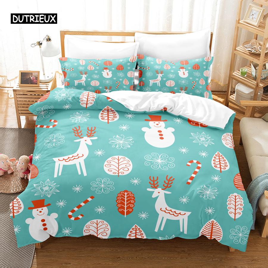 

Christmas Duvet Cover Set, Merry Christmas Happy, New Year Bedding Set, for Kids Teens Gifts Bedroom Decoration Cover Gift EU single(135x200cm)