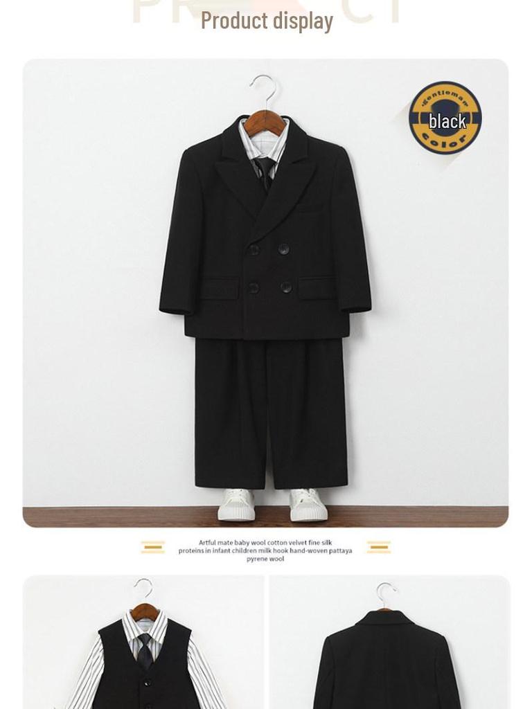 Boys' Spring Casual Suit Set - Formal Page Boy & Piano Performance Wear