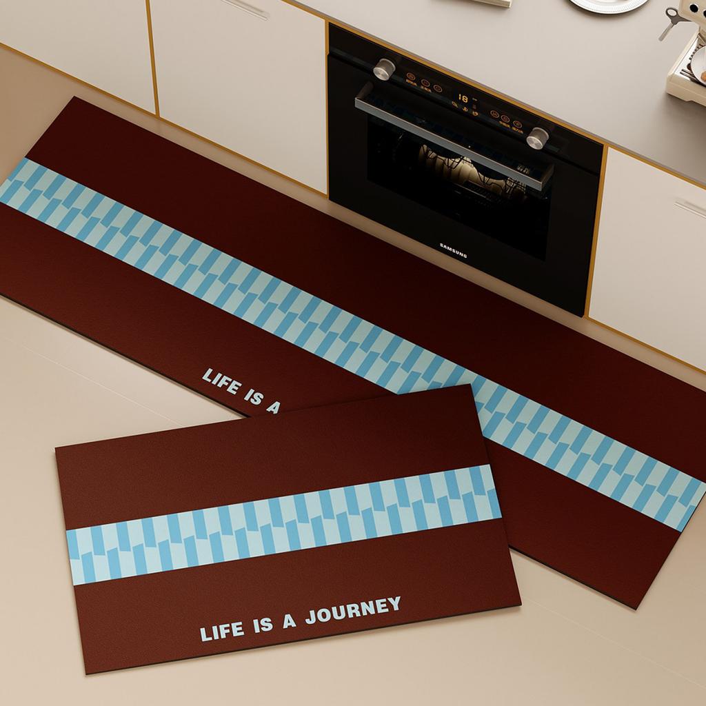 Kitchen Floor Mat Non-slip Carpet Oil-proof Waterproof PVC Leather Washable Kitchen Rug Fashion Minimalism Foot Mats