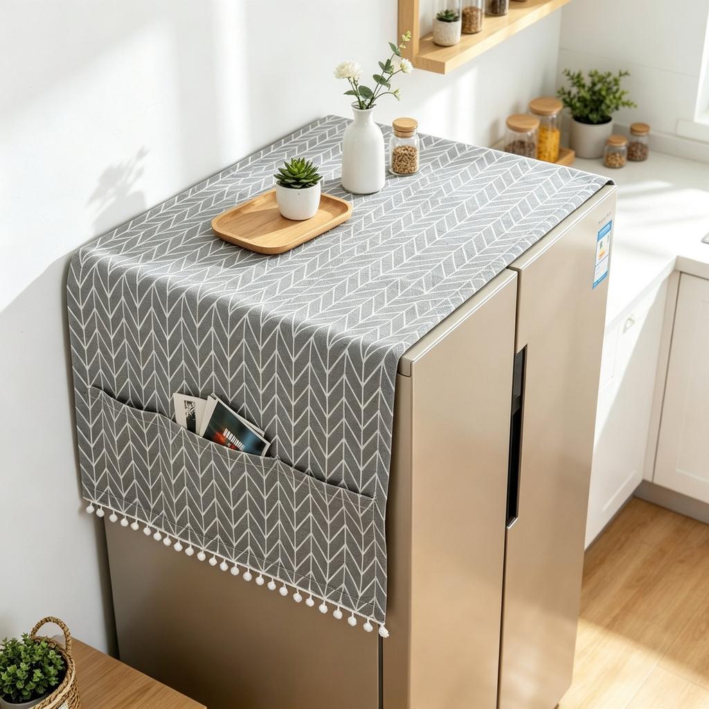 70X170cm Cotton Linen Multi Functional Refrigerator Dust Cover