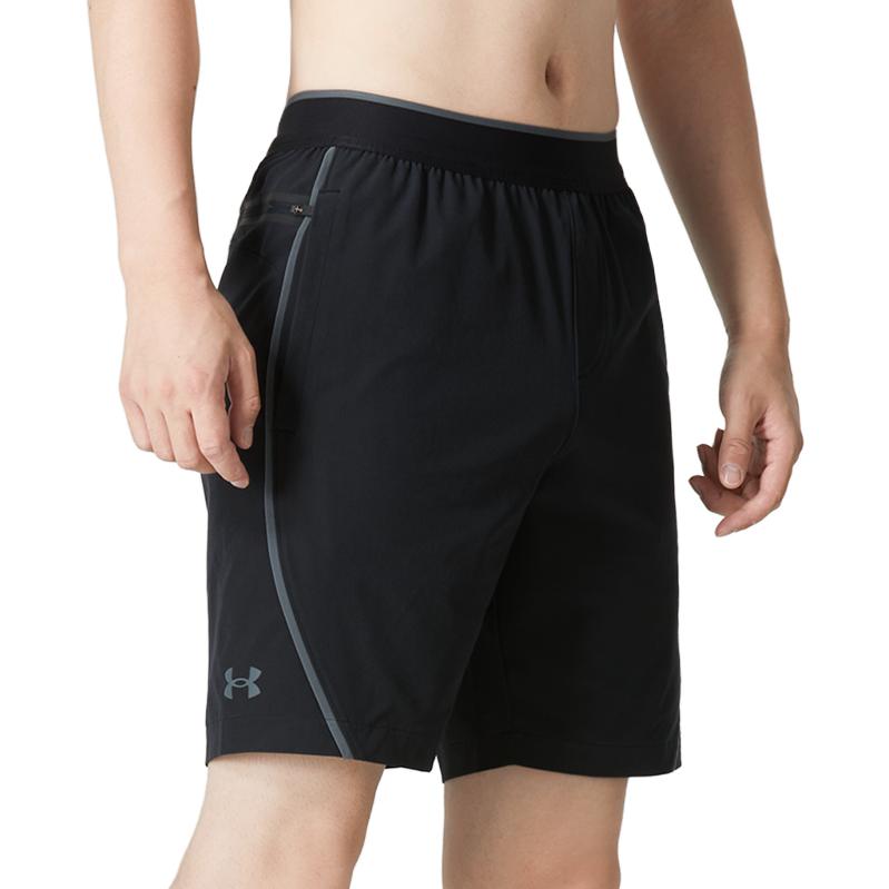 UA Solid Color Elastic Waist Breathable Sports Shorts Men shorts Black 1361437-001