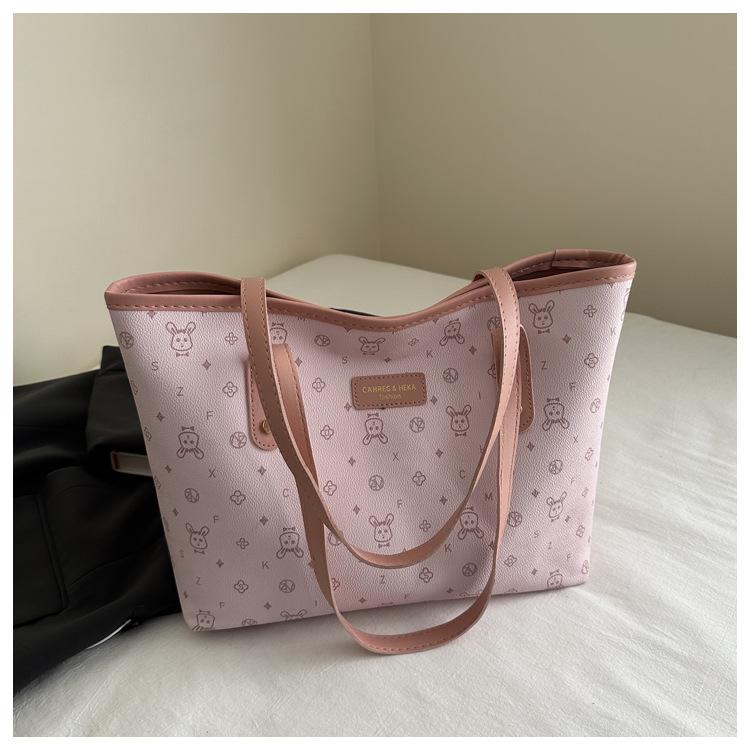 Korean cute commuter large-capacity bag women's 2025 spring and summer simple fashion tote bag casual versatile shoulder bag