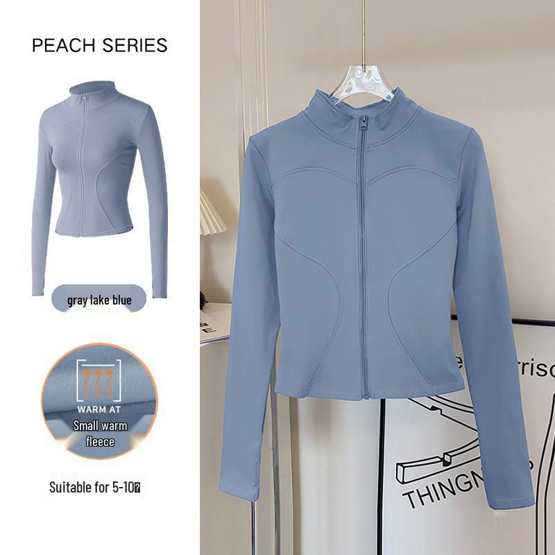 Women s Autumn Zippered Stand Collar Pilates Yoga Jacket - Plus Velvet, Quick-Dry, Long Sleeve Running Top M