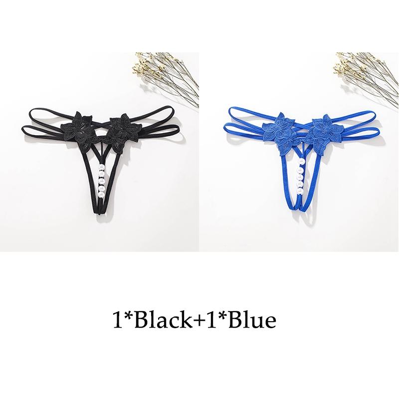 Sexy G-string T Panties Female Underwear Lace Thongs Women's Pants Sexy Pearl Panties Erotic Women Crotchless Panties Plus Size