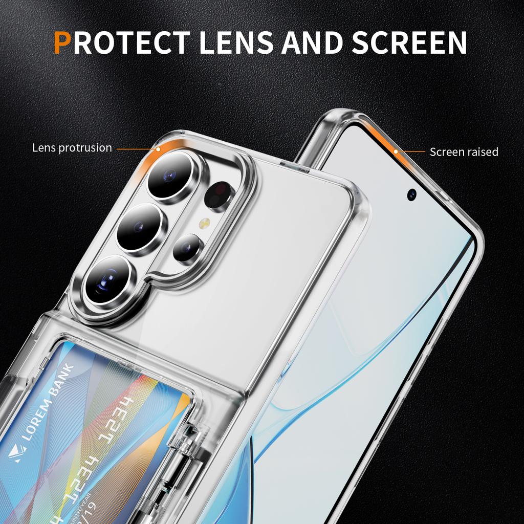 Transparante Kaarthouder Portemonnee Telefoonhoesje voor Samsung Galaxy S22 S23 S26 Ultra S24 S25 Plus Acryl Schokbestendig Harde Cover