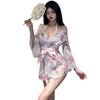Japanese Embroidered Kimono Lingerie Set - Three-Piece Sleepwear & Bathrobe