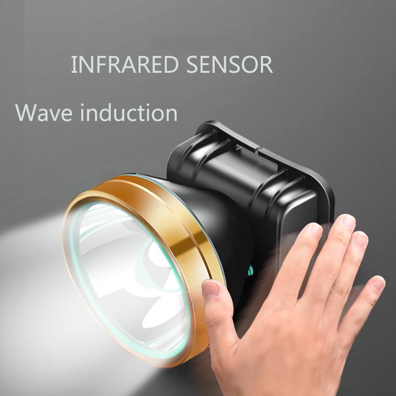 1PC Blue Headlamp Portable Super Bright Flashlight Bicycle Flashlight Rechargeable Camping Headlamp Rotatable Fishing Headlamp