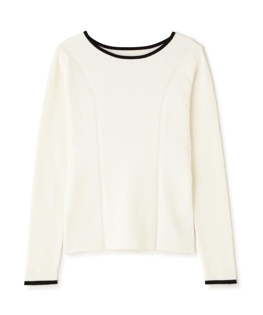 Natural Beauty Basic Rib Knit Sweater in and Black Women's Two-Tone Off-White
