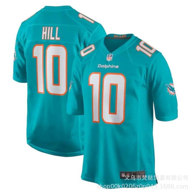 Miami Dolphins NFL Football Jersey 10 Hill 17 Waddle 1 13 White Blue Short Sleeve Cotton V-Neck Sportswear Men Women