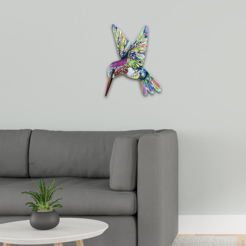 Hummingbird Metal Wall Art Decor Crafts Colorful Ornament Hanging Decoration for Hallway