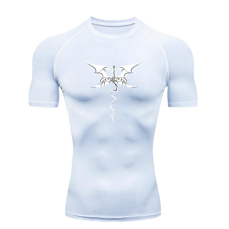 Dragon Men s Sports T-shirt Training Fitness Compression Short Sleeve Rashguard for Men Workout T-Shirt Athletic Tees S