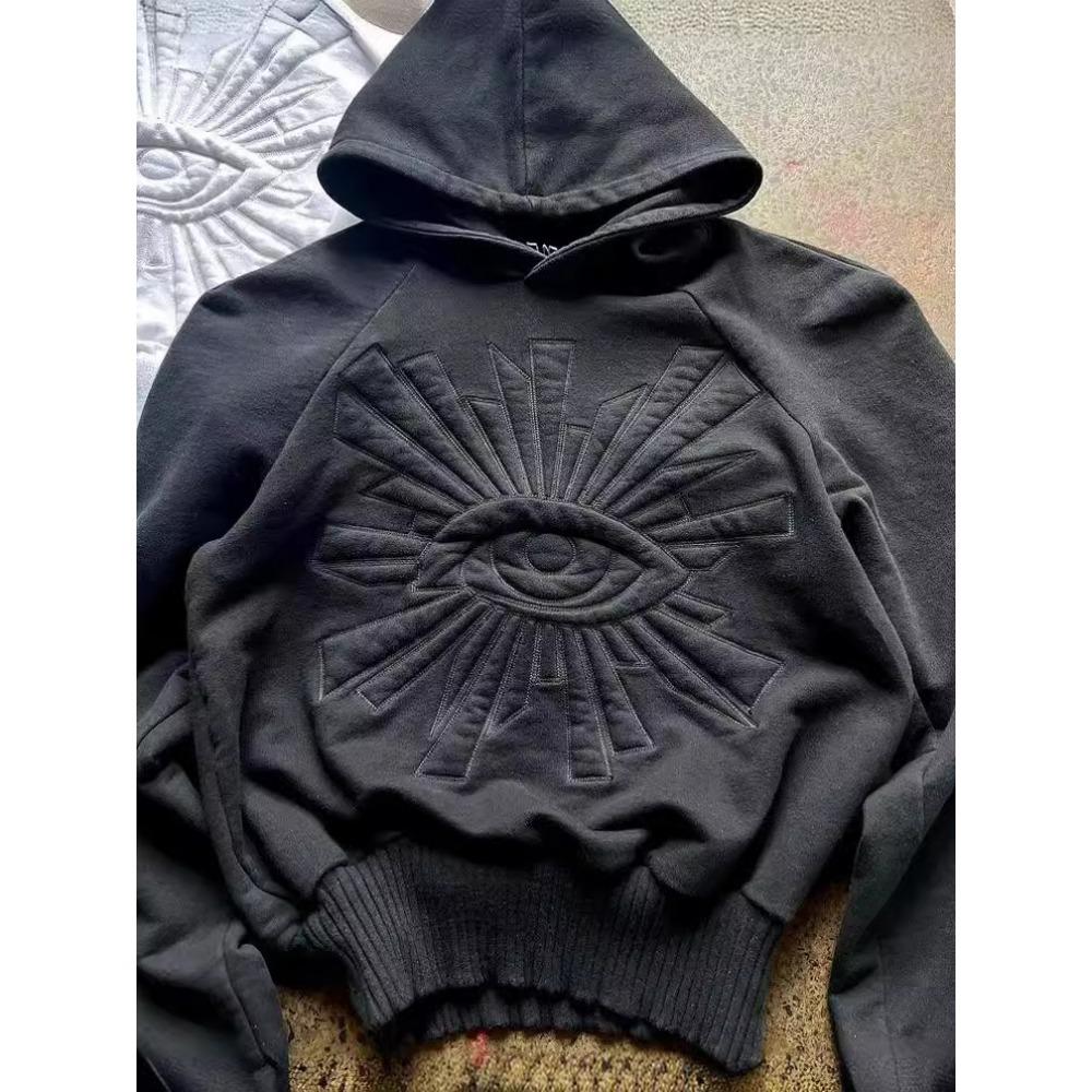 

Топы Harajuku Hip Hop New Sweatshirt Y2k Oversize Вышитый узор Hoodies women Goth Punk Women Hoodies Streetwear M чёрный