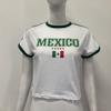 T-shirt pullover estiva europea e americana con stampa di lettere, ombelico scoperto, scollo rotondo sexy