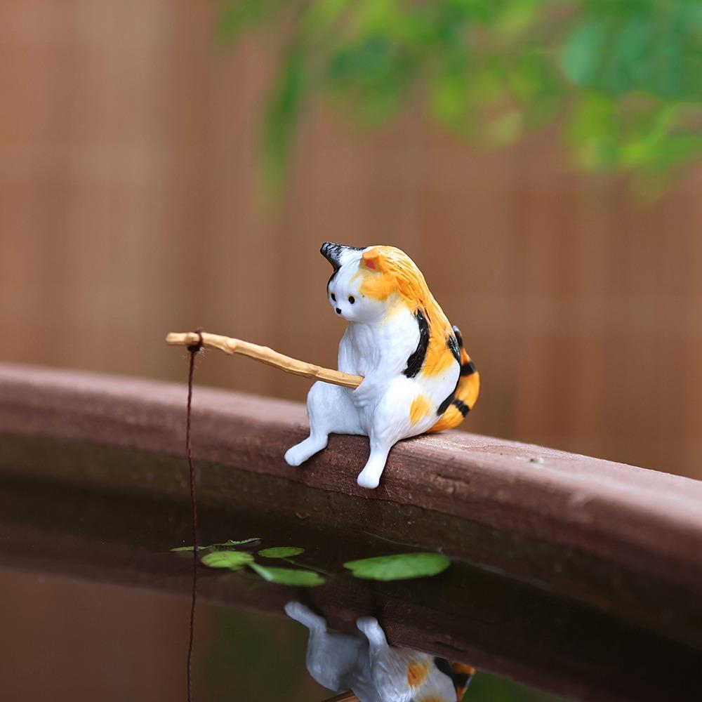 

Mini Fishing Decorative Ornaments Fish Tank DIY with Fishing Rod Aquarium Decoration Landscaping Ornaments Cartoon