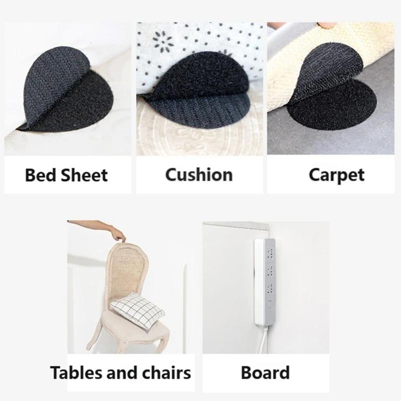 10 sztuk Okrągła Taśma Klejąca Dwustronne Rzepy Do Prześcieradła Kanapy Dywanu Mebli Tkaniny I Dekoracji Domu