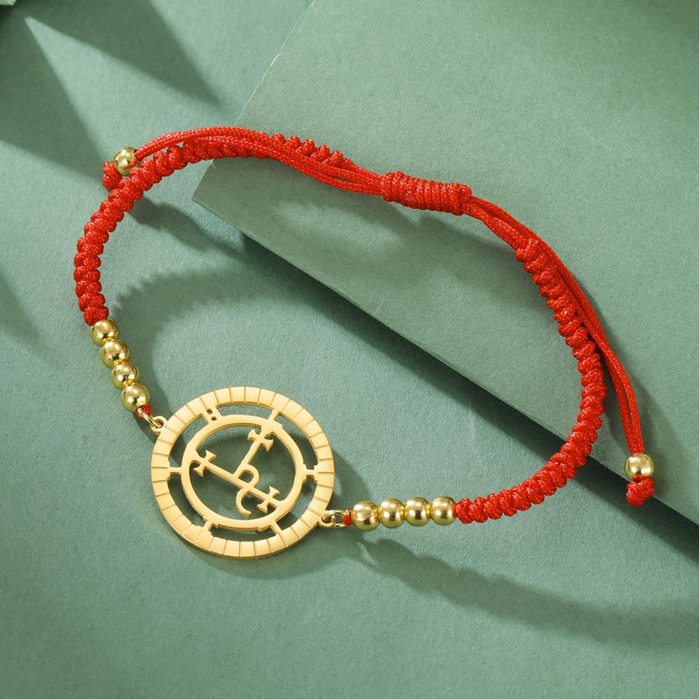 Dawapara Sigil of Lilith Bracelet Adjustable Braided Rope Chain Lilith Moon Goddess Mythology Amulet Stainless Steel Jewelry