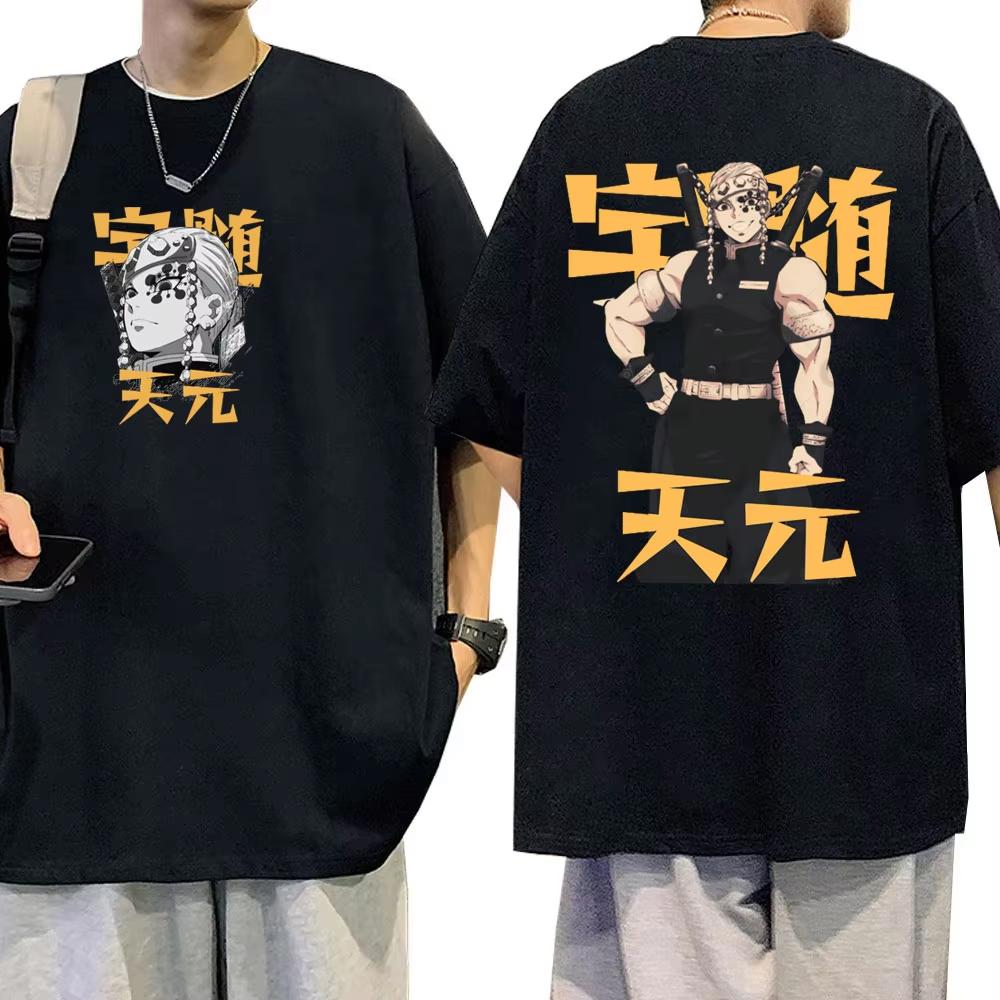 Anime Demon Slayer Uzui Tengen Graphic T-shirt Muscle Mouse Funny Meme T Shirts Tops Men's Women Manga Oversized Crewneck Tshirt