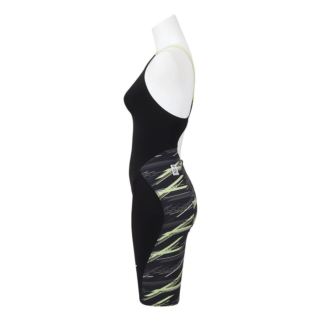 MIZUNO NEO SL Half Black x Size FINA Swimming Women's GX-SONIC Suit, N2MG2205, Neolime, XL, (International Federation) Approved.