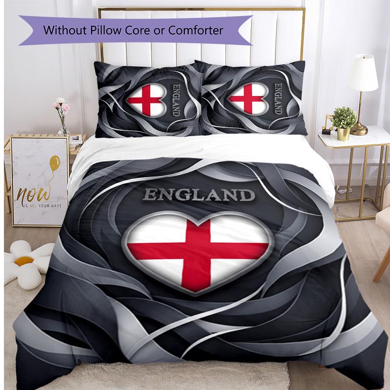 England Football Printed Bedding 3 Piece Set Cozy Breathable Bed Cover Set As Housewarming Holiday Gift