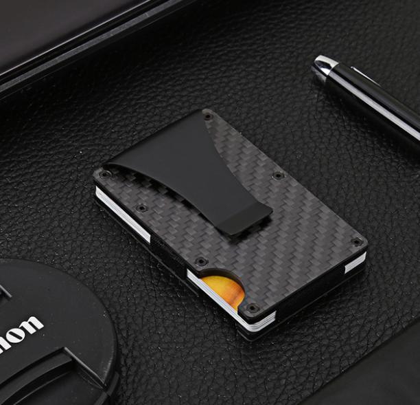 

Модный тонкий держатель для кредитных карт из углеродного волокна RFID металлический кошелек Carteira Masculina Billetera