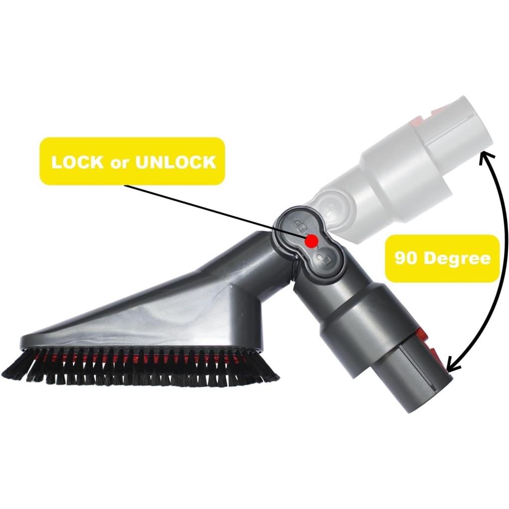 For Dyson Cordless V7 V8 V10 V11 V15: Soft Vacuum Dust Brush Attachment with Adjustable Angle - Perfect for Cleaning Vents, Ceiling Fans, Furniture