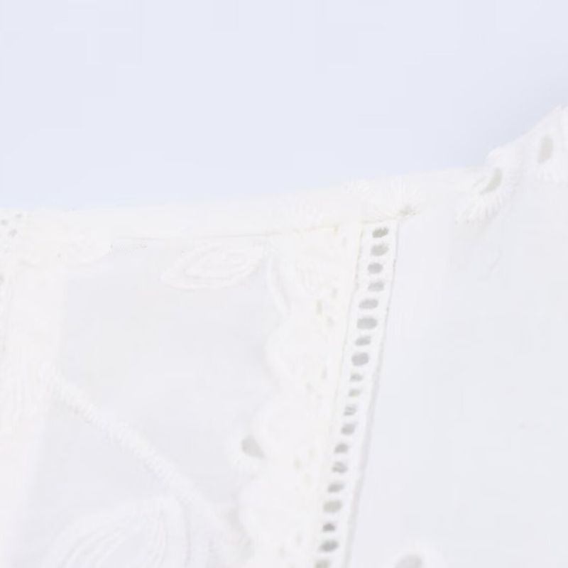 Kaslead New Women clothes Western Style Fashion Simple and Versatile Hollow Embroidery Shirts 8126947