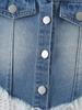 Two-piece Girls' Outdoor Everyday Casual Wear Set: a Denim Tank Top Paired with Retro-style Ripped and Whiskered Straight-leg Wide-leg Jeans.