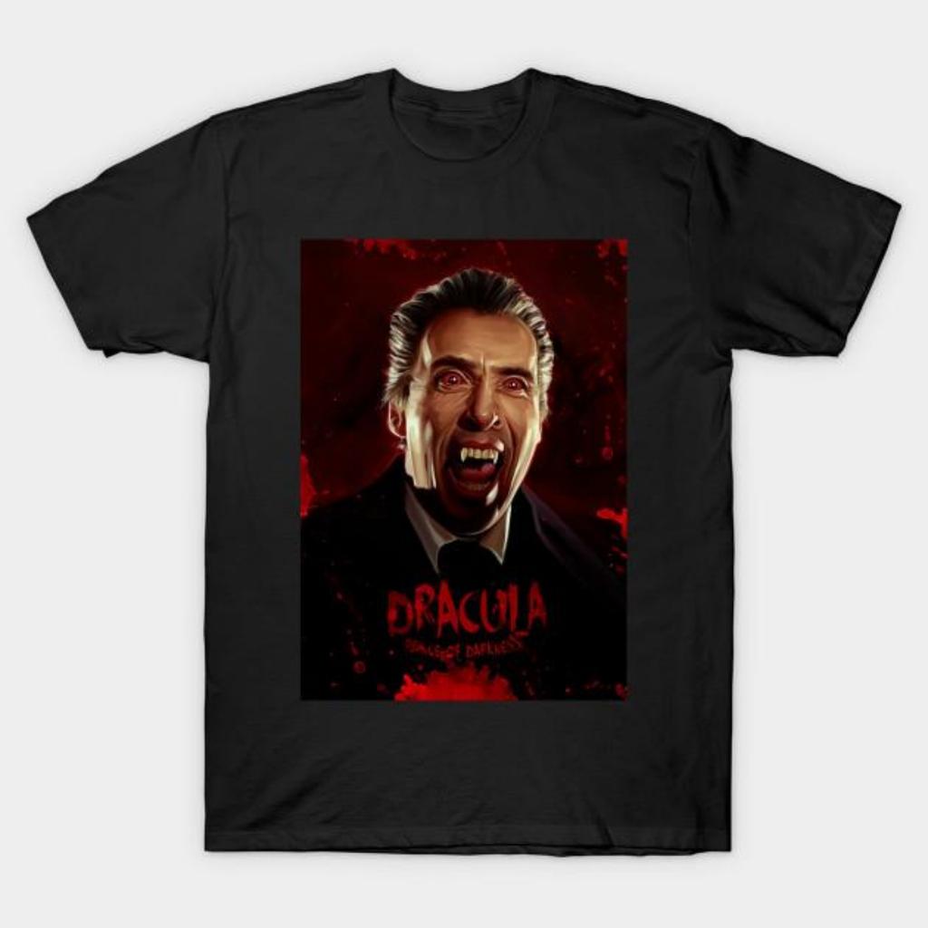 Men Black Print T-shirt Dracula_ Prince Of Darkness No-Cut Transfer Paper Print Cotton Tshirt