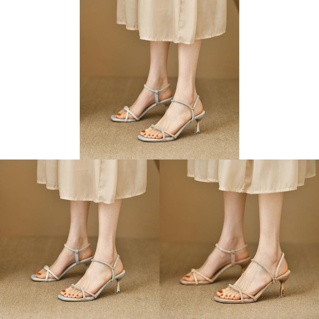 Roman Sandals For Women Waterdiamond Buckle Pu Summer Fashion Footwear