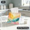 1pc Tissue Box Suitable for Guest Rooms, Watercolor Waves Bubbles with Warm Soft Mood Pattern, 2D Flat Printing Tissue Holder, Compact Paper Roll, Din