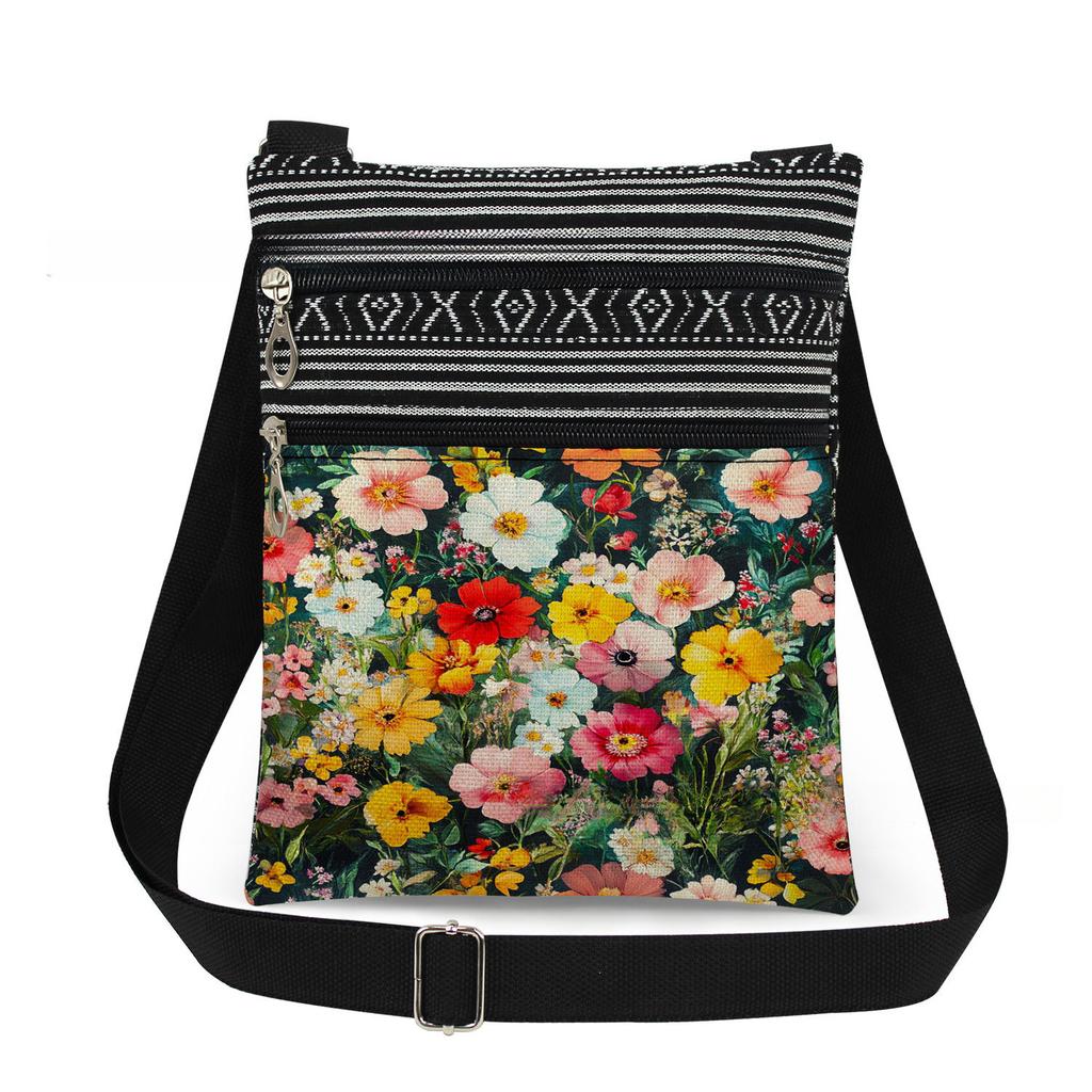 1PC Flower Print Tote Bags Women Shoulder Handbags Postman Package 6909