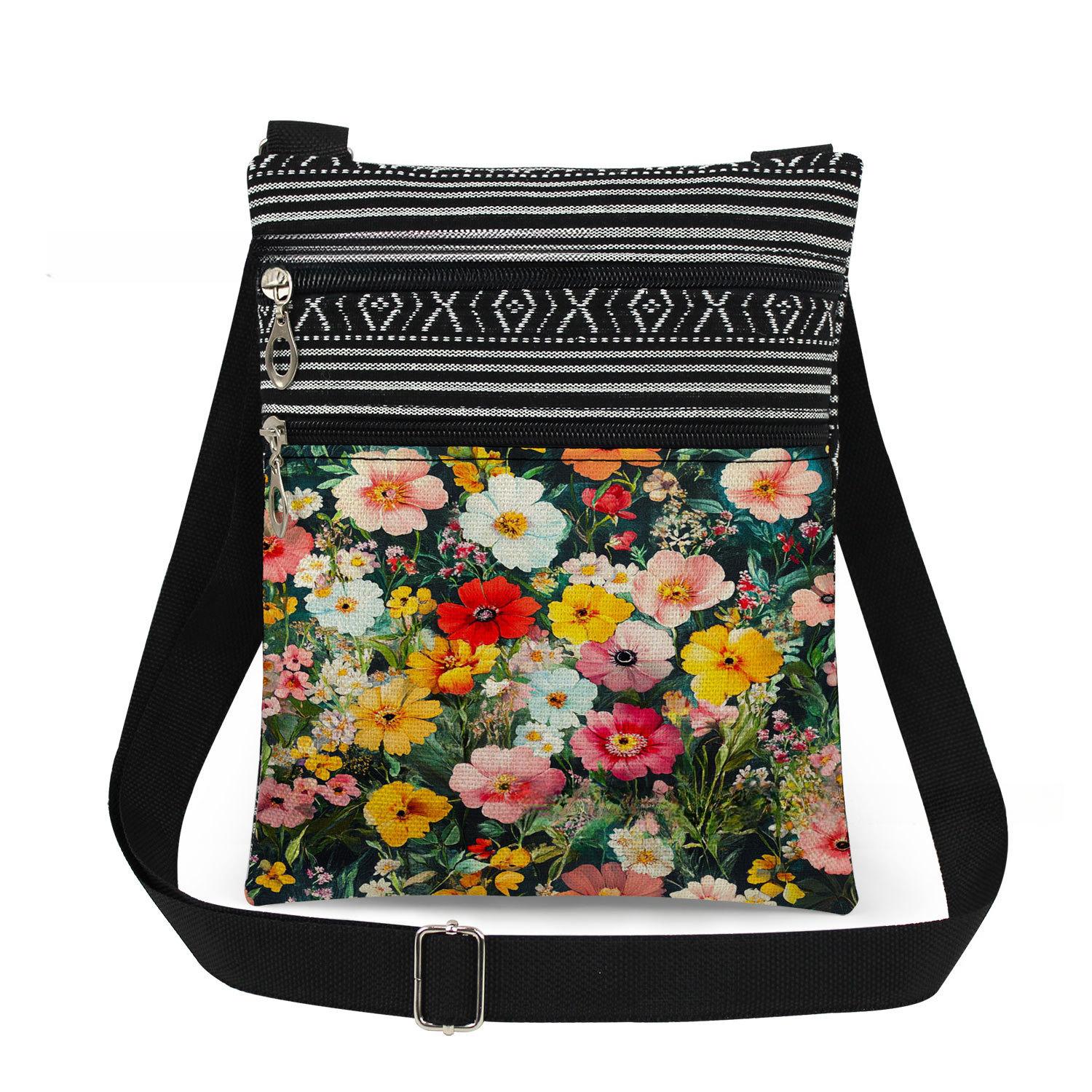 1PC Flower Print Tote Bags Women Shoulder Handbags Postman Package 6909 KTB