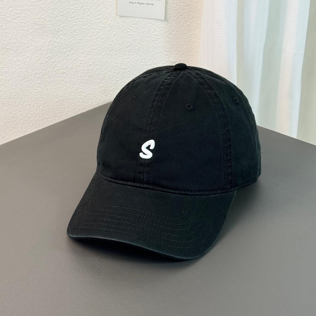 Fashion Hat Minimalist Embroidery Letter S Baseball Cap Children's New Soft Top Wide Brim Fashion Shade Couple Cap