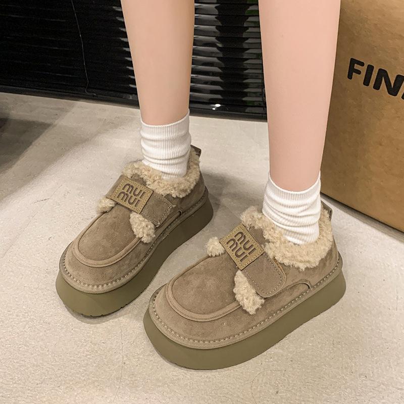 Women's fashion lightweight winter warm snow boots plush lining non-slip wear casual outdoor sports cotton boots velcro fur shoes