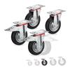 Relaxdays Heavy-duty Wheels Set of 4, 360° Swivel, Ball Bearing, 2 Brakes, Capacity 320 Kg, 125 Mm, Black