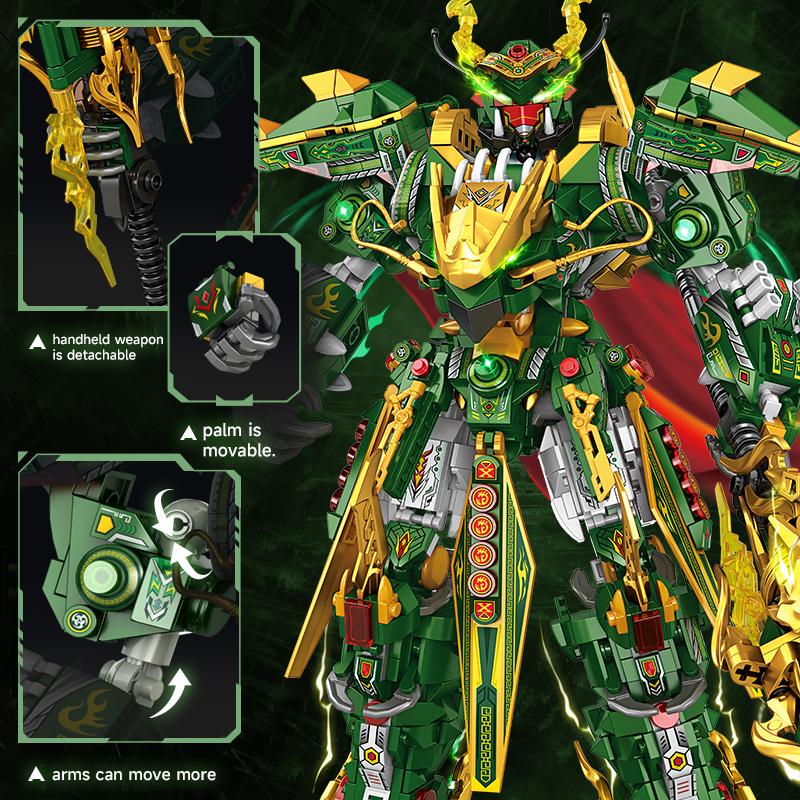 Big Superhero Mecha Building Blocks Green Dragon Robot Bricks DIY Construction Figure Toy for Kids Boys Christmas Birthday Gift