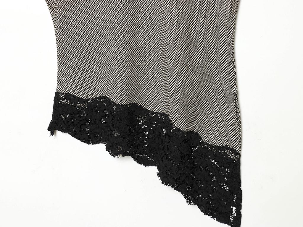 Γυναικείο Πουλόβερ Τοπ Ευρωπαϊκού Στυλ με Πέτο, Αμάνικο, με Δαντέλα και Σχέδιο Houndstooth