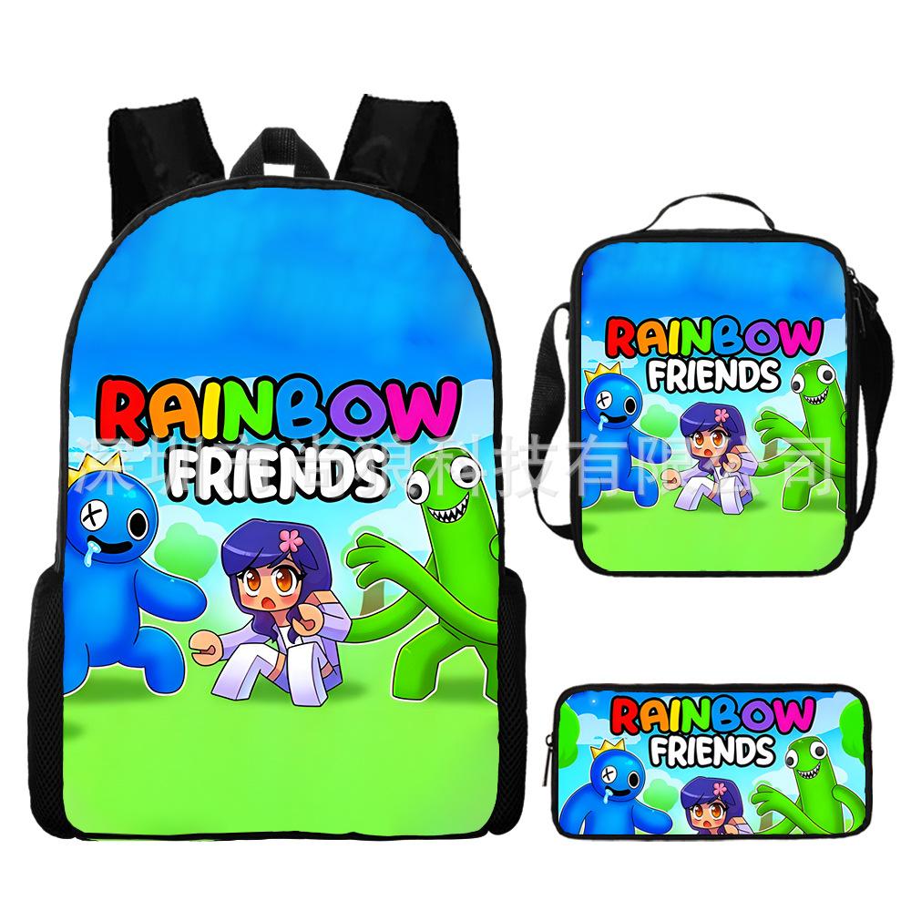 Rainbow Friends Rainbow Friends Student School Bag Digital Printed Oxford Cloth Backpack Satchel Pencil Case