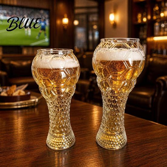 Large Capacity Beer Glass Soccer Trophy Glass 400/600ml Mug Heavy Duty Football Hercules Cup Mug Shaped Pint for Home Bar Gift Sports Fans