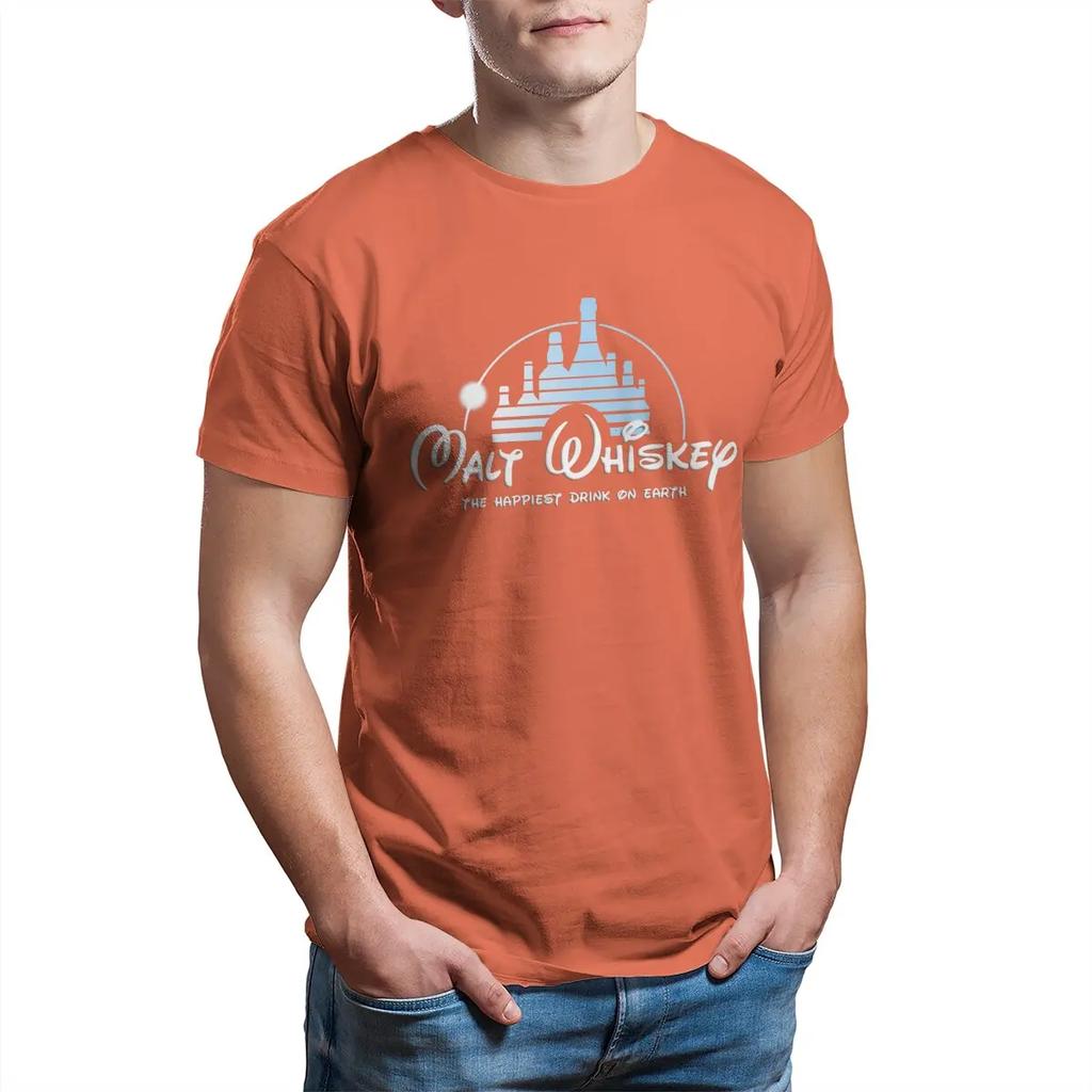 T-Shirts Malt Whiskey The Happiest Drink on Earth Humor Cotton Tee Shirt Short Sleeve T Shirt O Neck Clothes New Arrival Unisex
