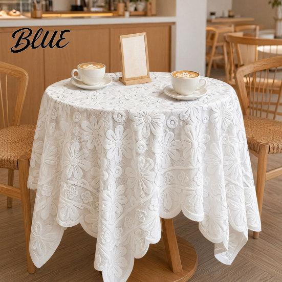 Transparent Texture Tablecloth Cloth Lace Tablecloth Pattern Sunflower Jacquard Round Decorative Table Fabric Floral Cover Dinner for Wedding Party