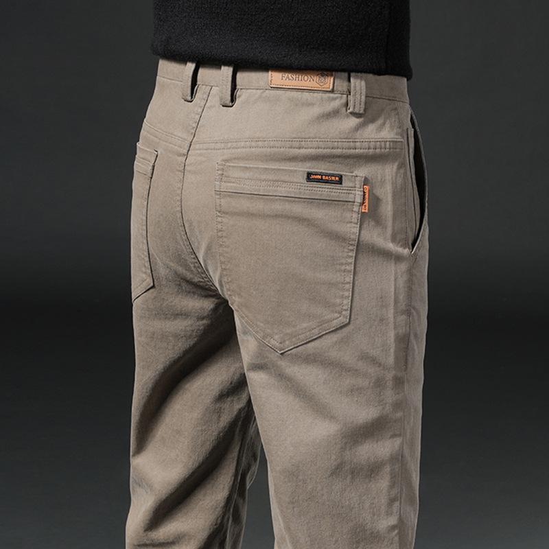 

Осенние и зимние мужские плюшевые толстые/обычные высококачественные повседневные брюки облегающего кроя с прямыми штанинами, эластичные универсальные длинные брюки для мужчин 38