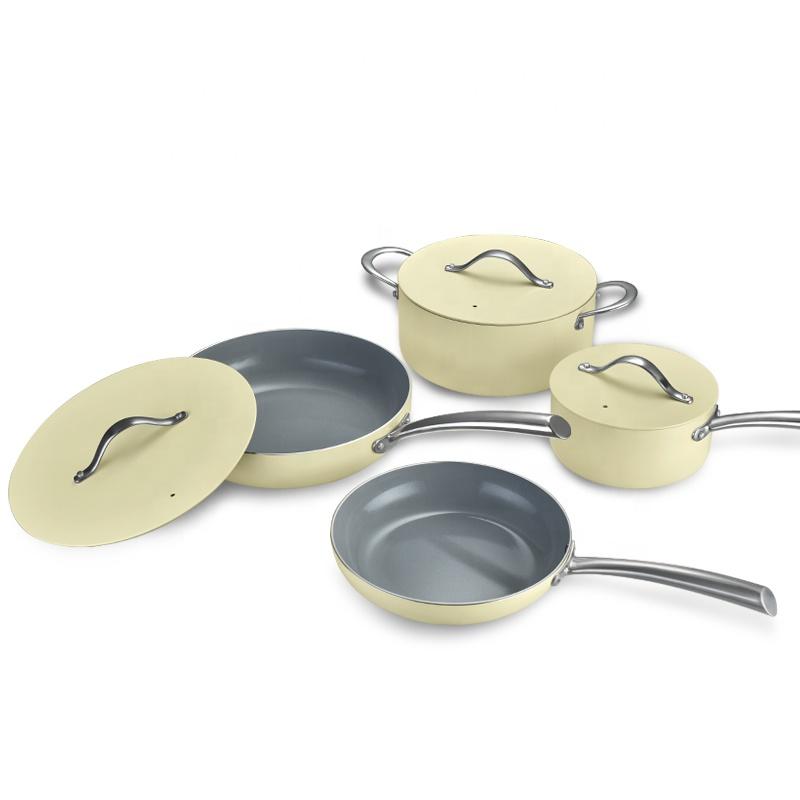 High Quality Hot Sale 7pcs Nonstick Ceramic Coating Cookware Set with Aluminum Lid