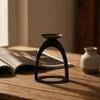 Candle Holder with Arched Frame Matte Black Pillar Sculptural Decor for Living Room,