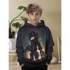 Children's Trendy Street Hooded Sweatshirt with Printed Design, Suitable for Daily Casual Outings for Both Boys and Girls.