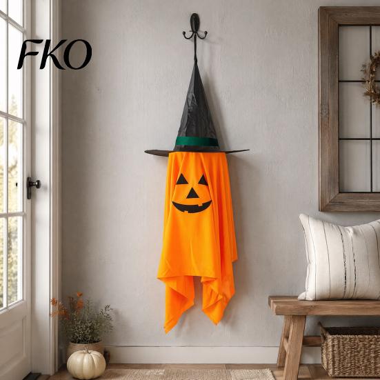 Reused Halloween Party Decorations Cute Hanging Decor, Pumpkin Ghost Pendant with Decorative Holiday Items for Home Wizard Hat, Spooky Witch Ornament