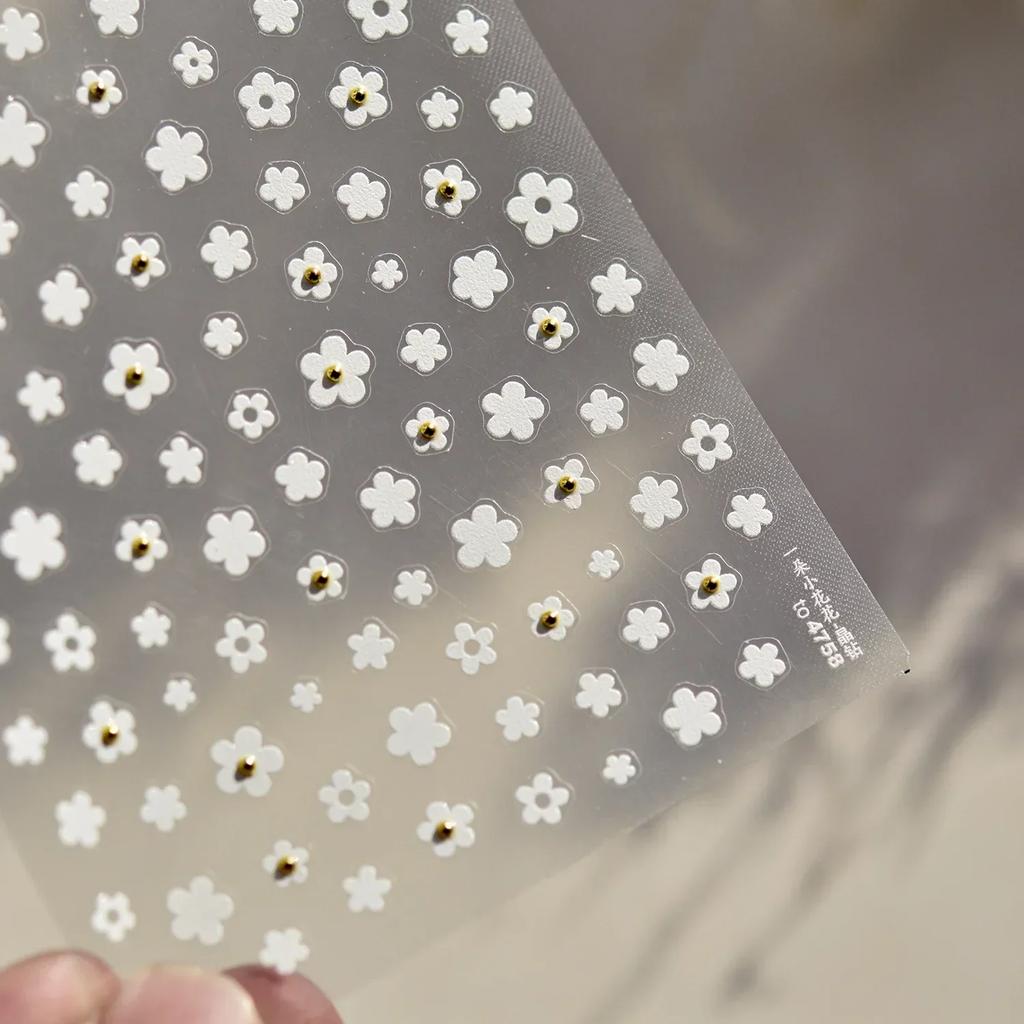 Charming Petal Flower Colorful Wildflowers Daisy Leaves 5D Relief Self Adhesive Nail Art Sticker Decoration Manicure Decal DIY