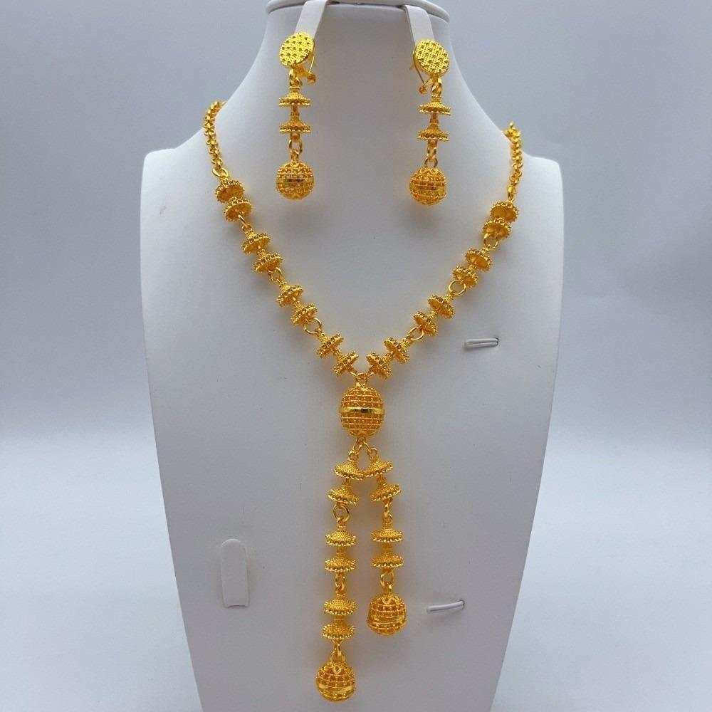 Elegant Dubai Long Necklace Earrings Sets Luxury Bridal Jewelry Sets for Women B