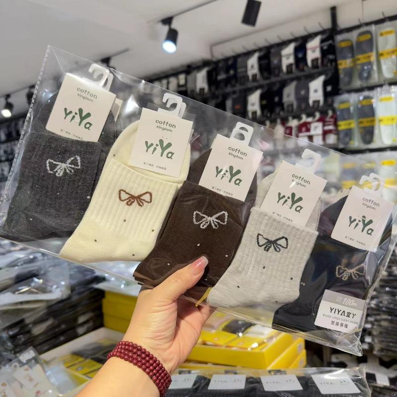 

10 пар женских спортивных носков средней длины из гребенного хлопка, однотонные, с рисунком в виде мультфильма, милые женские носки на весну и осень 10 Paris