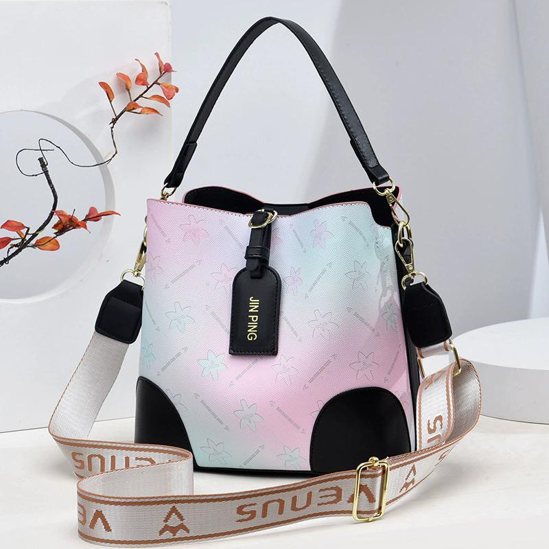 

Colored Bucket Women Handbag Fashion Crossbody Bag With Multi Zipper Small PU Leather Shoulder Bags чёрный